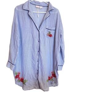 Marina Luna Cover Up Swim Boho Embroidered Beach or Night shirt L